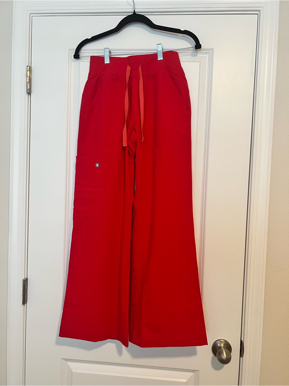 Figs Pop Red Isabel Wide Leg Scrub Pants
